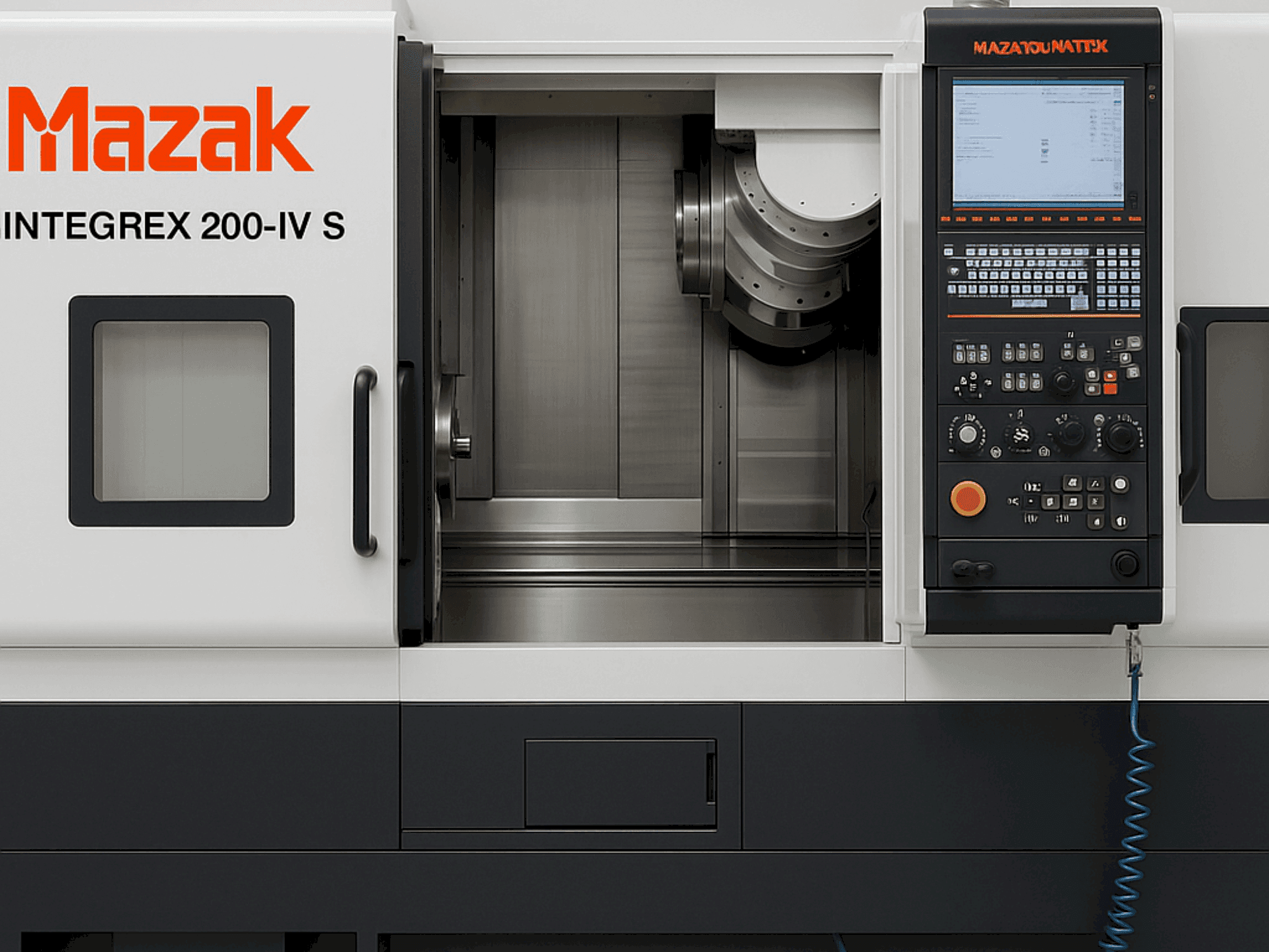 Vooraanzicht van Mazak Integer 200-IV S x 1000 machine