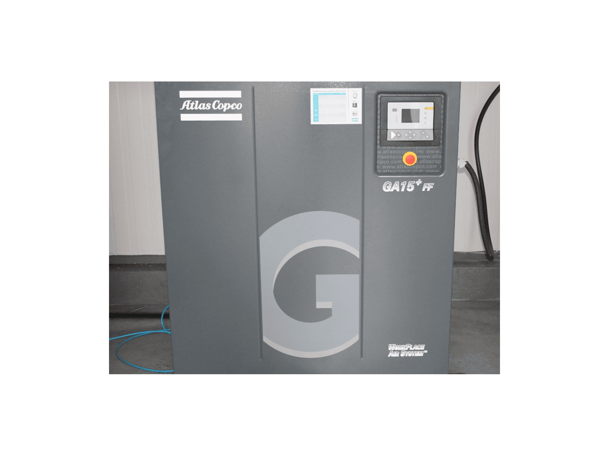 Vooraanzicht van Atlas Copco Ga15 + FF machine