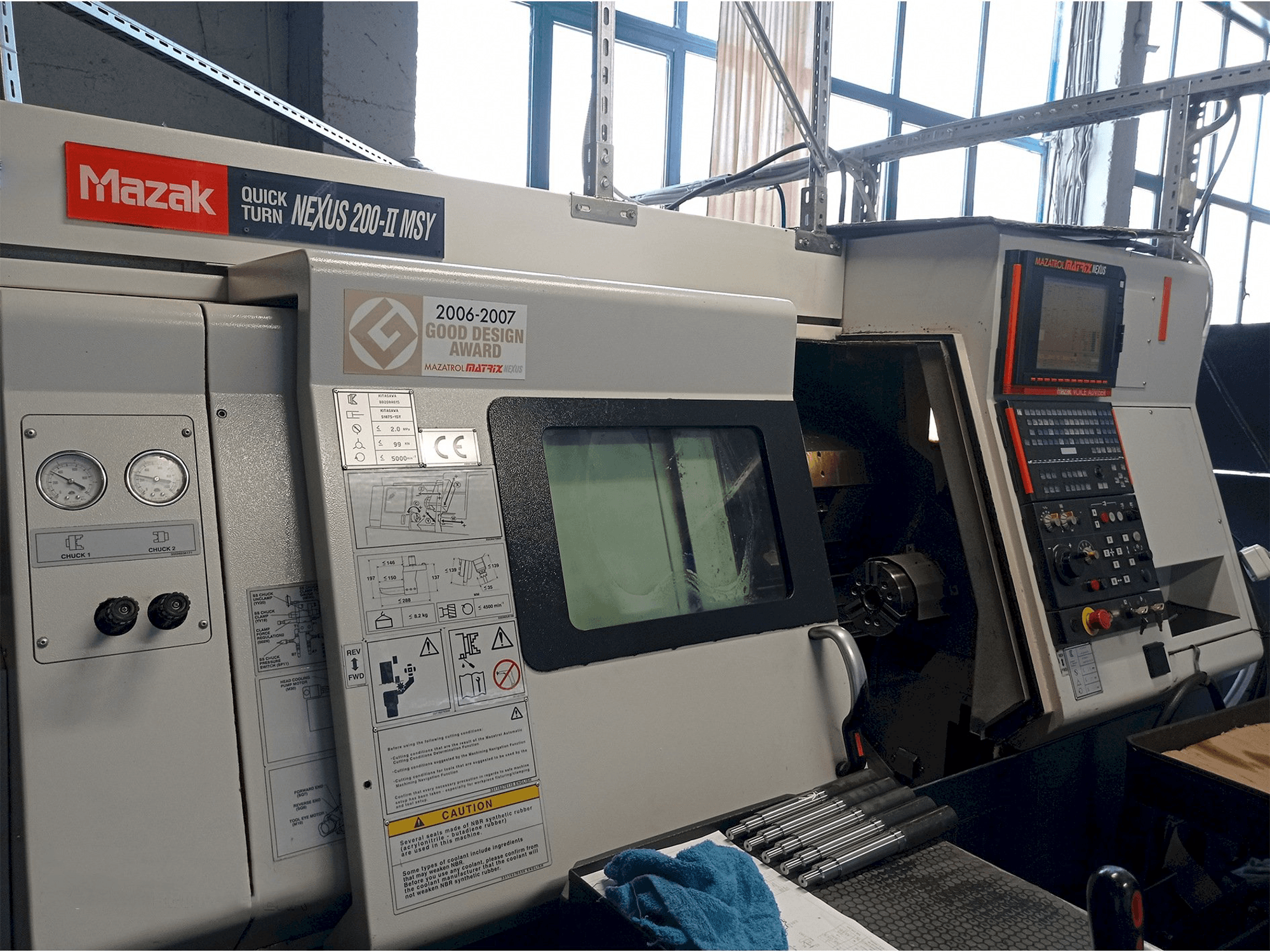 Vooraanzicht van Mazak Quick Turn Nexus 200-II MSY machine