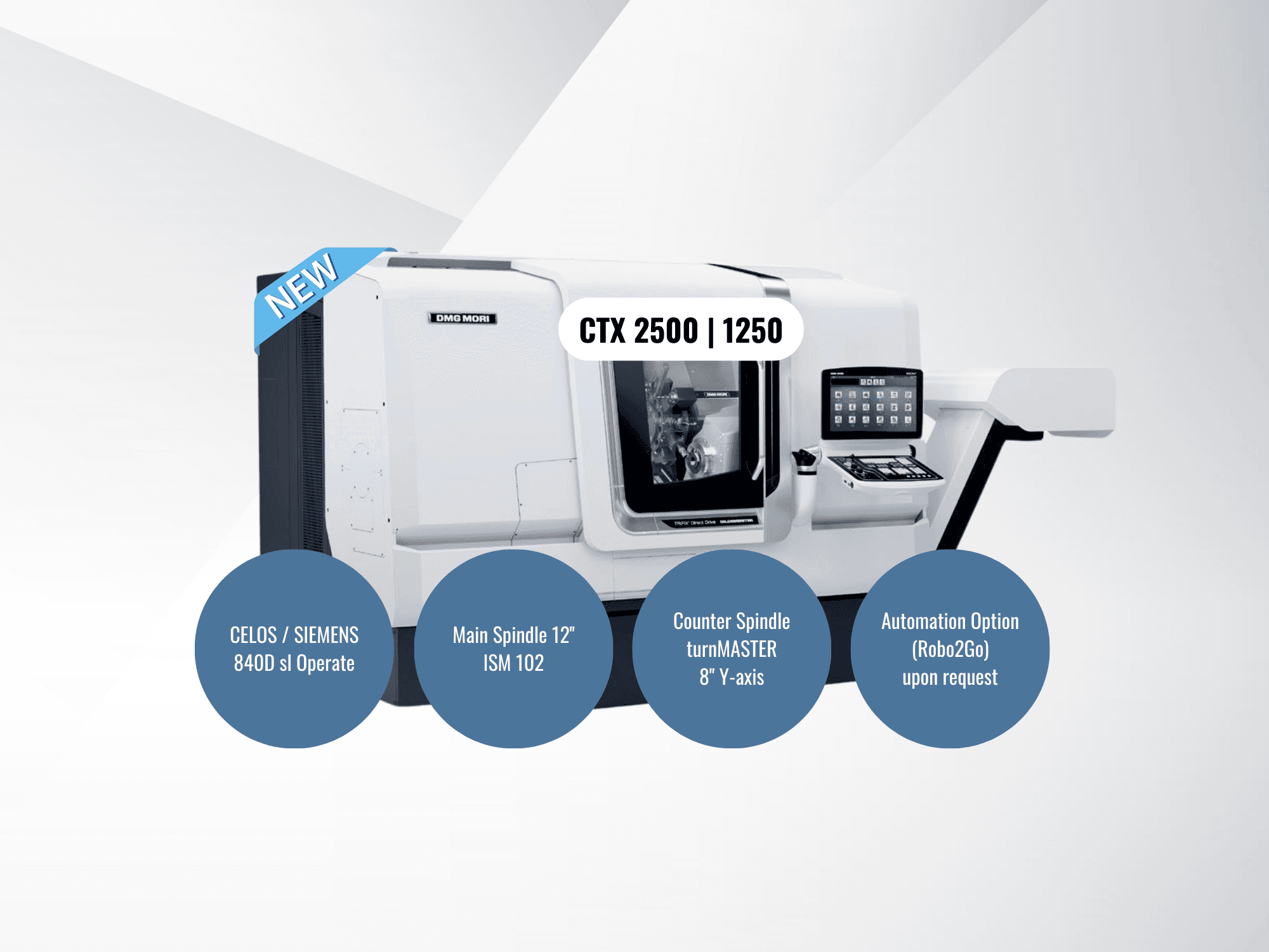 Vooraanzicht van DMG MORI CTX 2500/1250 machine