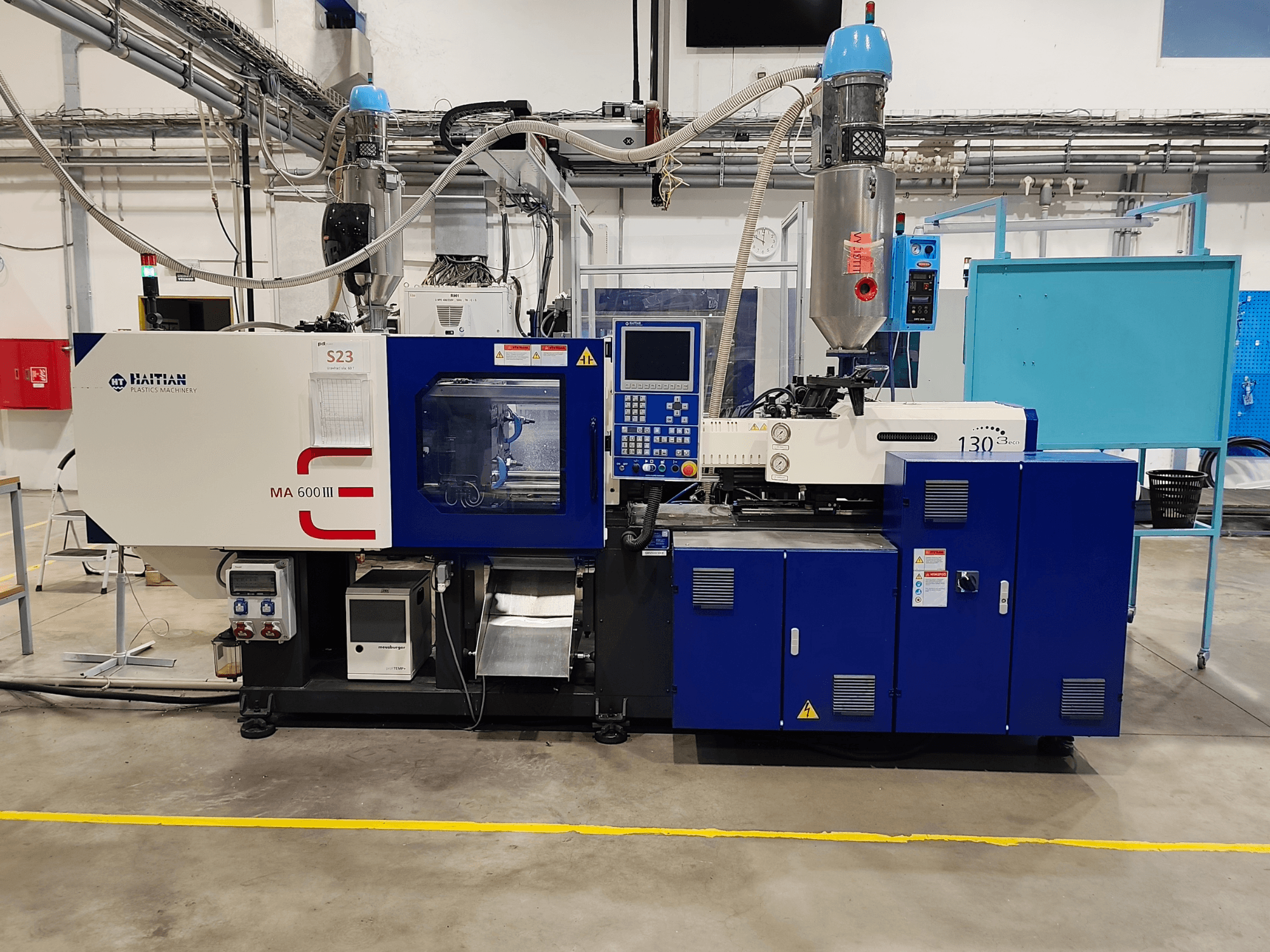 HAITIAN Mars III MA 600/130B eco elektrische spuitgietmachine, vooraanzicht met bedieningspaneel en spuiteenheid.