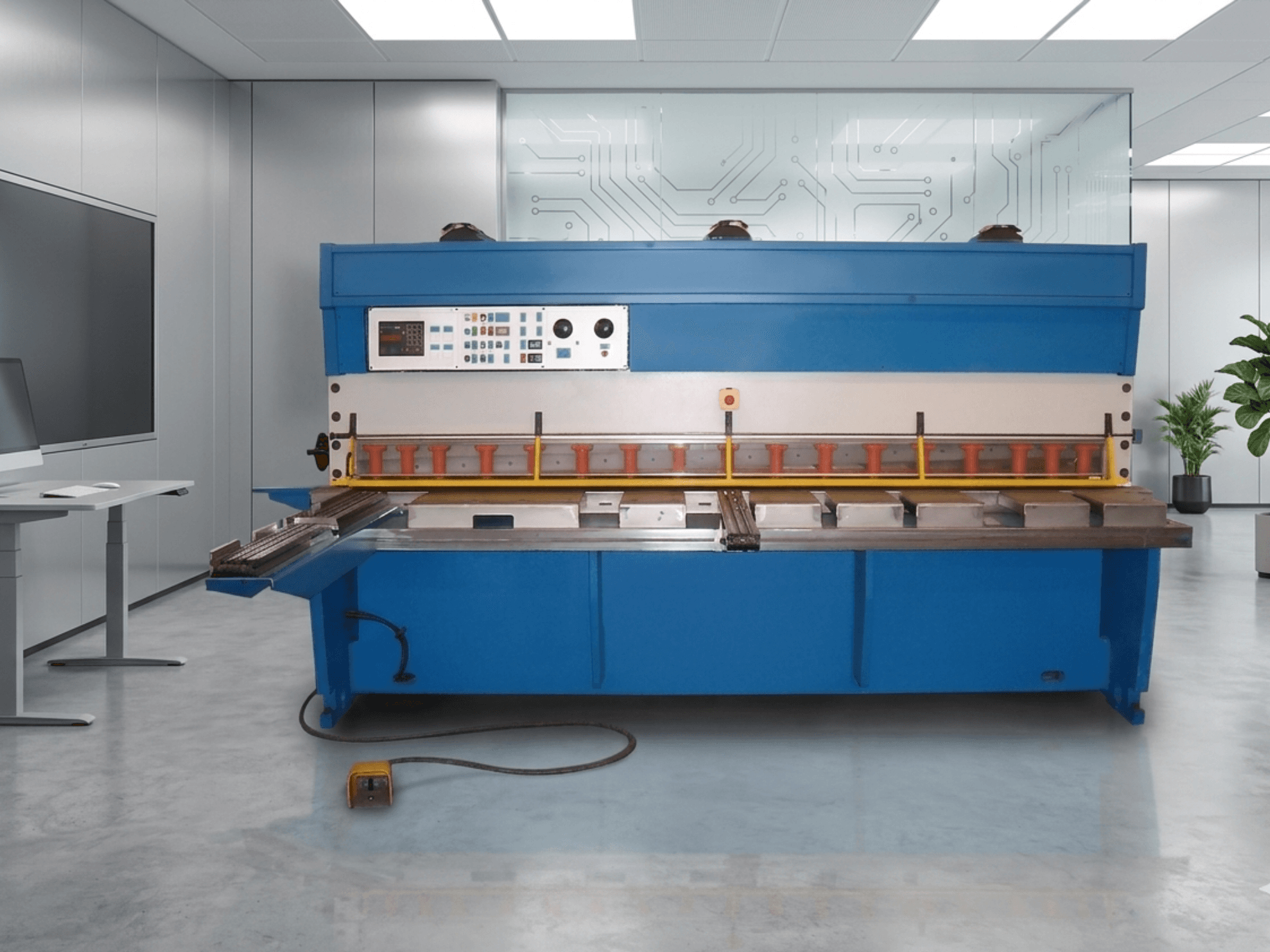 GASPARINI CO 3006 hydraulische snijmachine, vooraanzicht, met bedieningspaneel en metaalsnijgedeelte, in een moderne werkruimte.